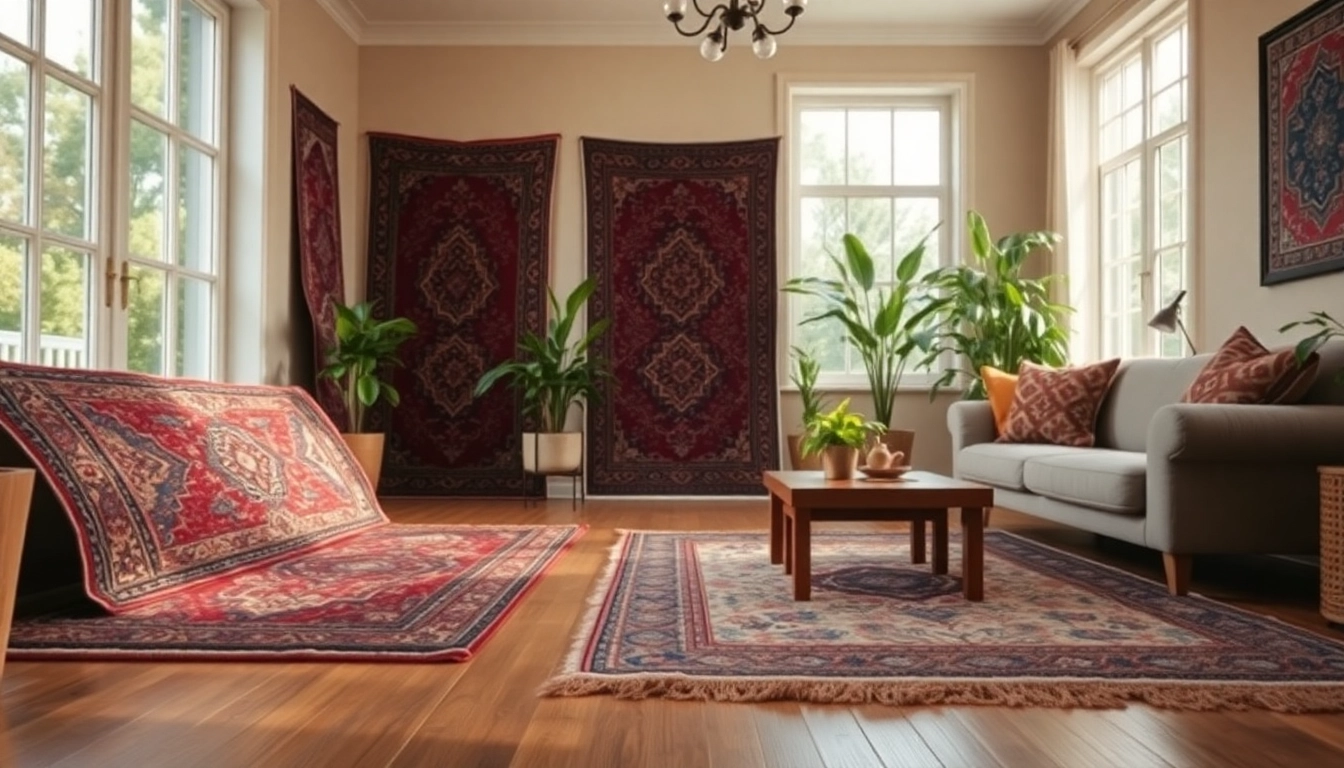 Showcase of Zemmour Vintage rugs in a stylish living room, highlighting intricate patterns.