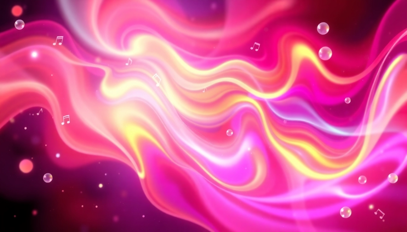 Listen to the lively rhythms of 汽水音乐网页版, showcasing colorful musical notes amidst fizzy textures.