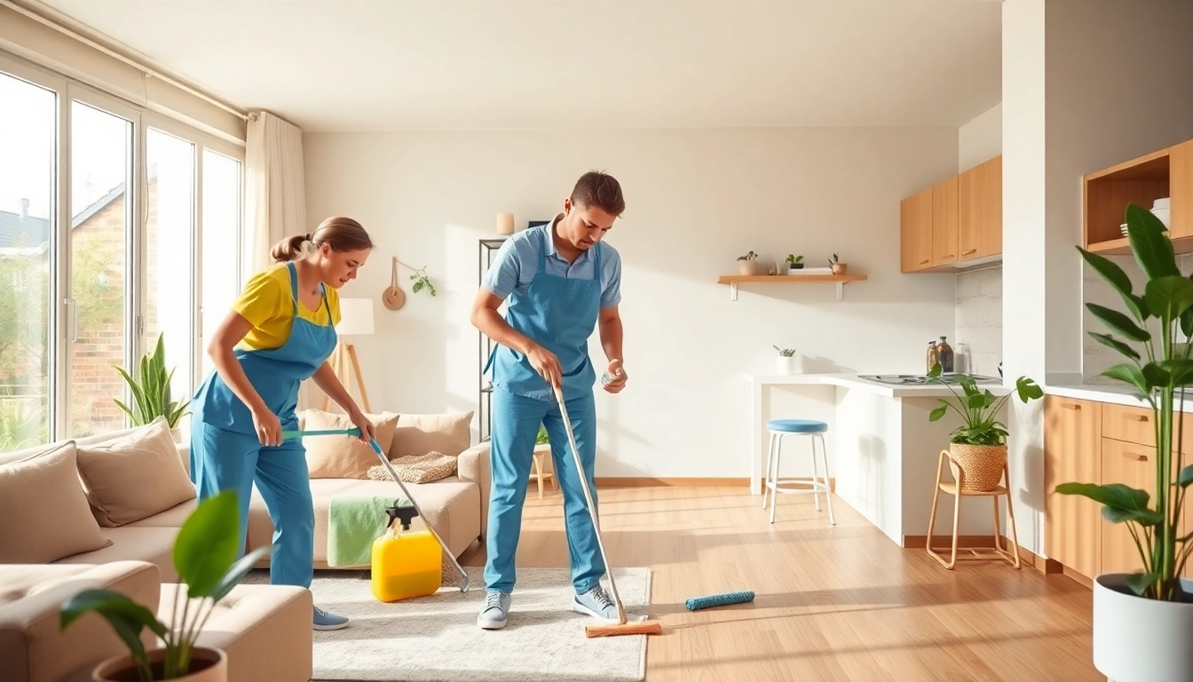 Bond cleaning Brisbane service professionals cleaning a bright and tidy apartment.