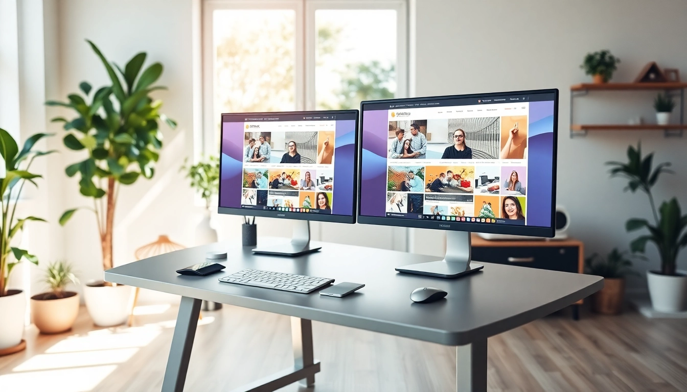 Showcase a stunning website design workspace featuring modern technology and vibrant templates.