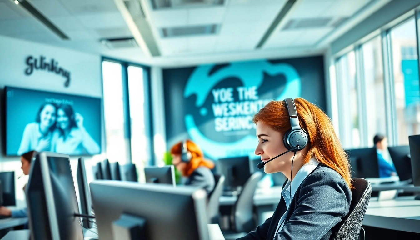 Enhance your understanding of call center services with agents engaged in a professional environment.