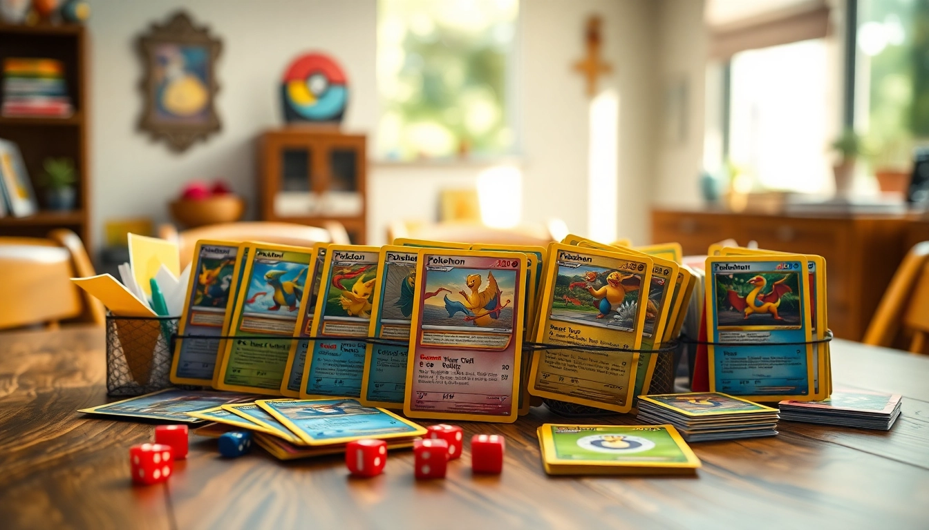 Showcase of real pokemon cards in india with accessories, creating an inviting atmosphere for collectors.