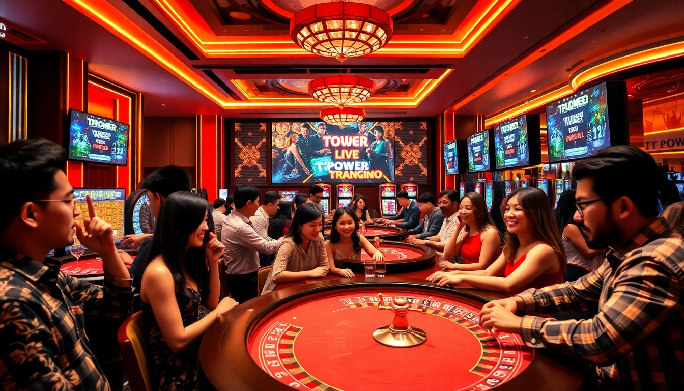 Experience the excitement at TPower casino with players enjoying live games and vibrant surroundings.