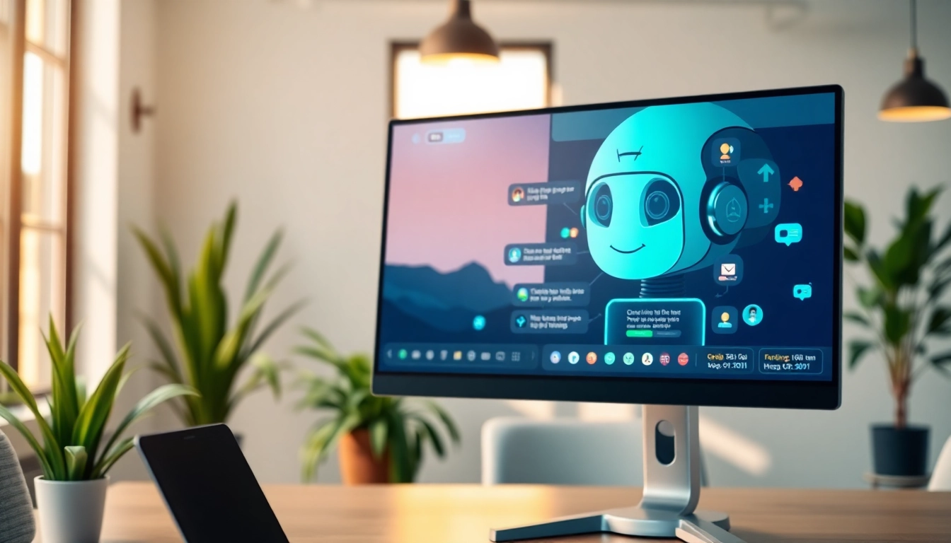 Engage with an AI bot for websites in a modern office, enhancing user interactions.