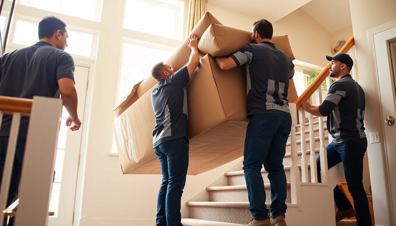 Efficient movers calgary expertly transport furniture, showcasing teamwork and professionalism.